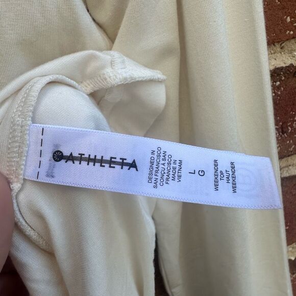 ATHLETA $69 Weekender Long Sleeve Ruched Boat Neck Tencel Top white L NEW - Picture 10 of 12